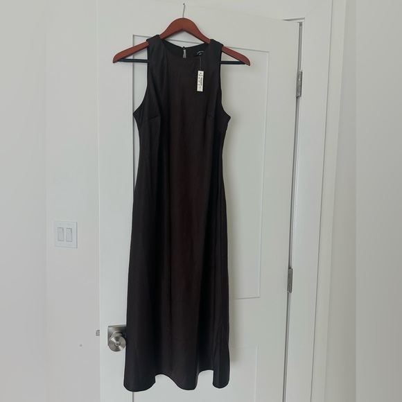 NWT Madewell Chocolate Brown Petite Sleeveless Midi Dress - Picture 8 of 10
